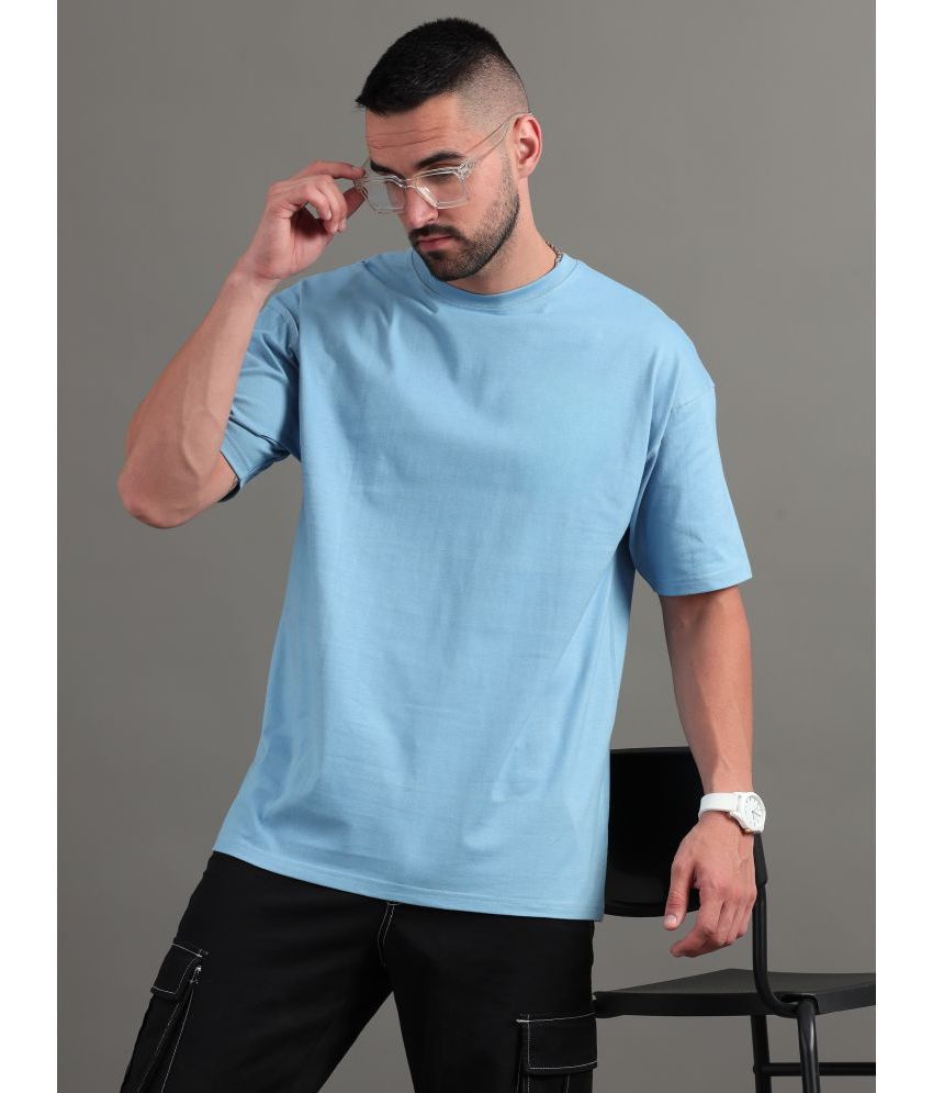     			Paul Street Cotton Oversized Fit Solid Half Sleeves Men's T-Shirt - Blue ( Pack of 1 )