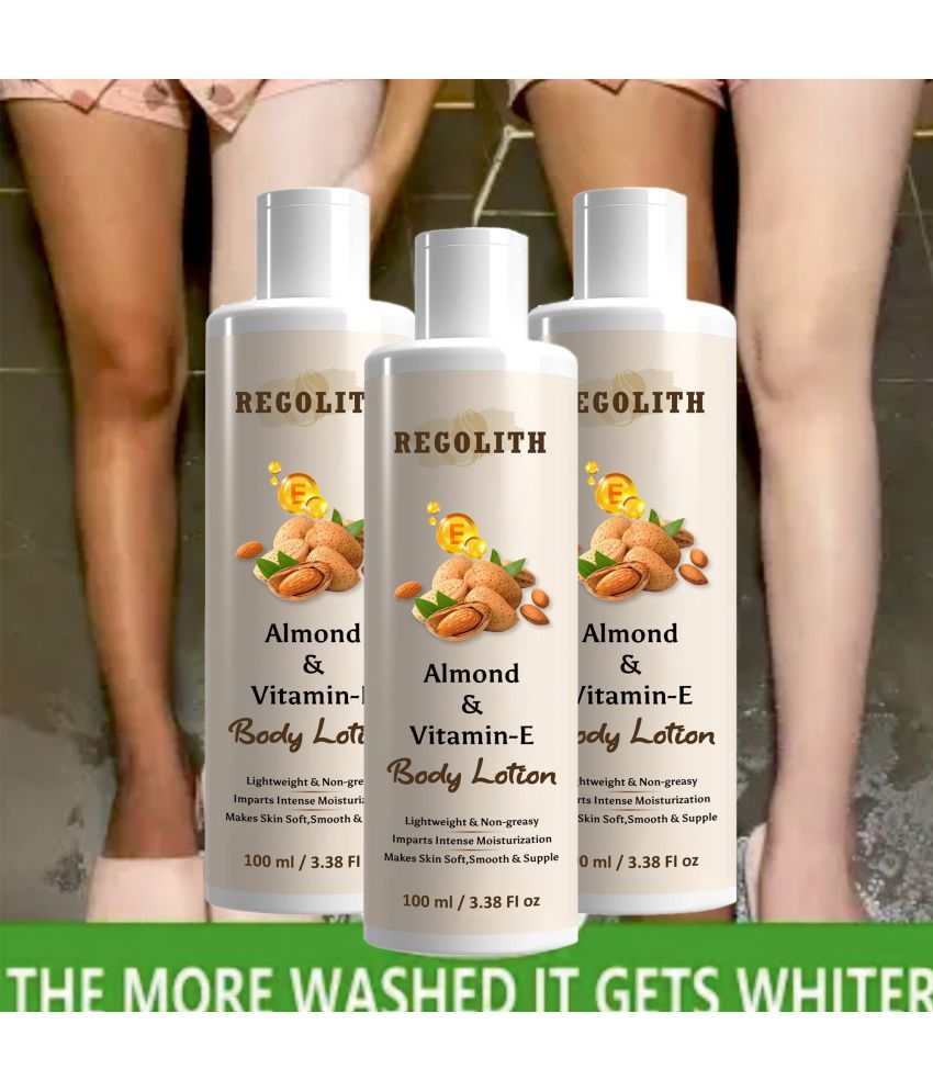     			Regolith Almond & Vitamin E Body Lotion For Brightening Skin, Goree Cream, 100 Ml (Pack Of 3)