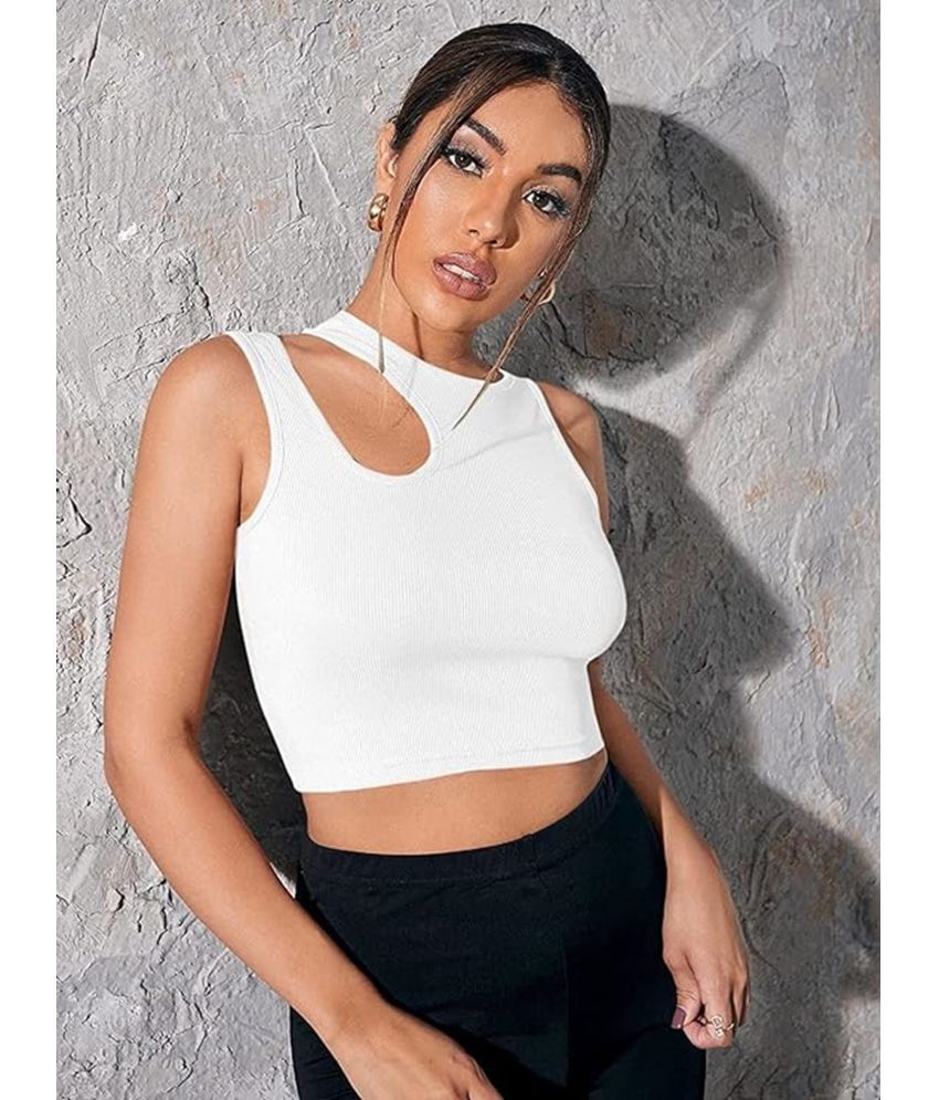     			Westchic White Cotton Blend Women's Crop Top ( Pack of 1 )