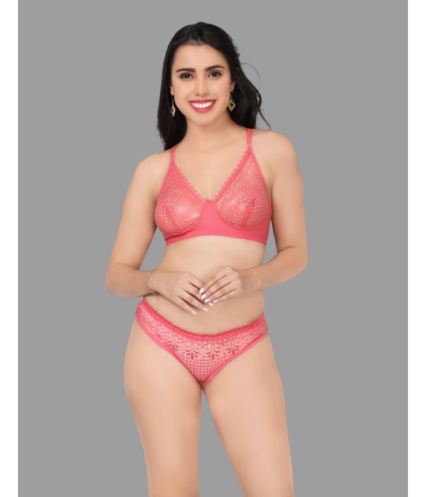     			B & B Comfort Pink Net Women's Bra & Panty Set ( Pack of 1 )