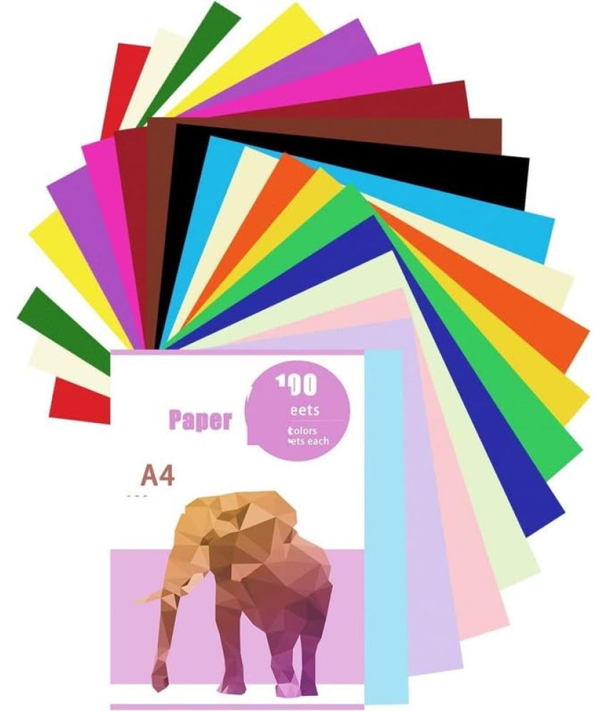     			ECLET 40 pcs Color A4 Medium Size Sheets (10 Sheets Each Color) Art and Craft Paper Double Sided Colored set 318