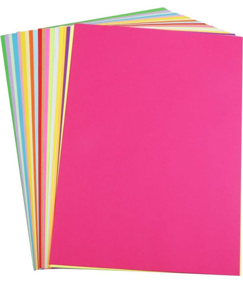     			ECLET 40 pcs Color A4 Medium Size Sheets (10 Sheets Each Color) Art and Craft Paper Double Sided Colored set 124