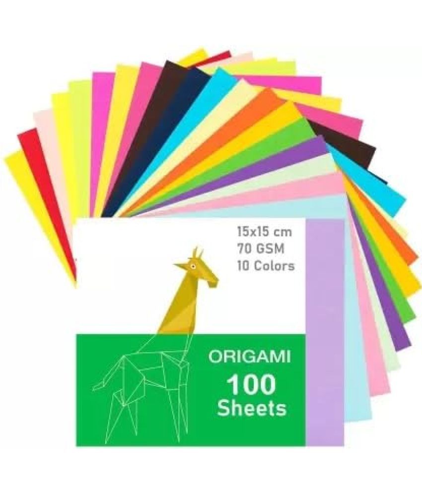     			ECLET Neon Origami Paper 15 cm X 15 cm Pack of 100 Sheets (10 sheet x 10 color) Fluorescent Color Both Side Coloured For Origami, Scrapbooking, Project Work.179