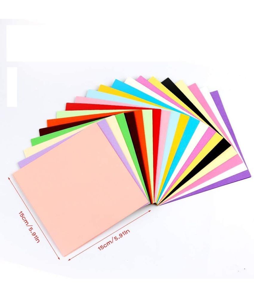     			ECLET Origami Paper 15 cm X 15 cm Pack of 100 Sheets Fluorescent Color Both Side Coloured For Origami, Project Work