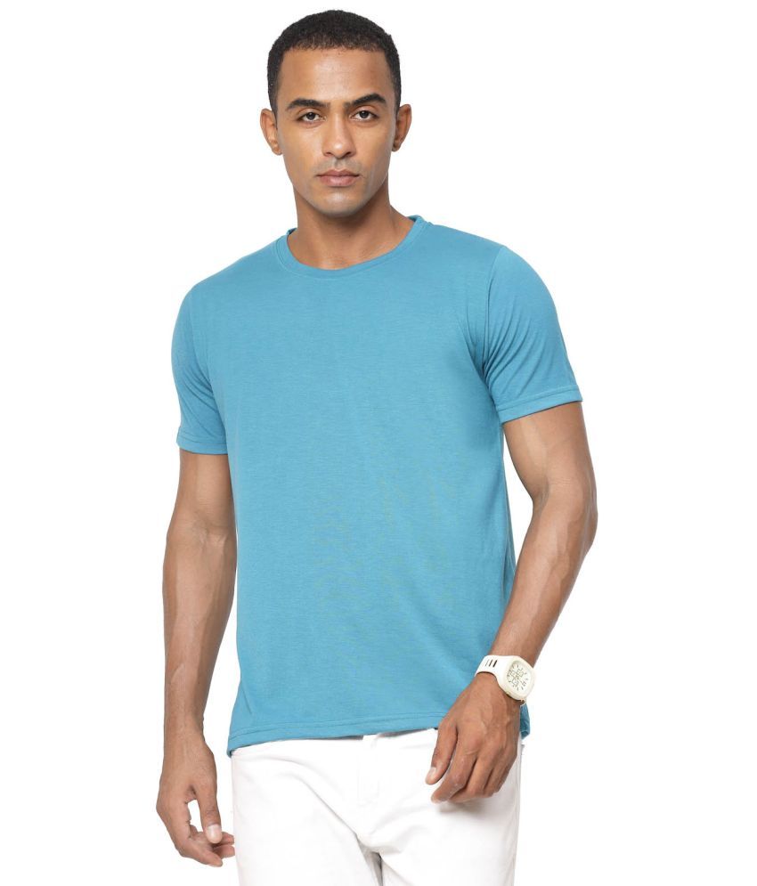     			Fundoo Polyester Slim Fit Solid Half Sleeves Men's T-Shirt - Sky Blue ( Pack of 1 )