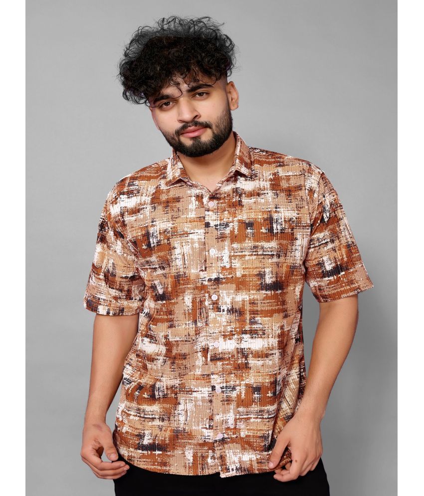     			HARPITA Corduroy Oversized Fit Printed Half Sleeves Men's Casual Shirt - Brown ( Pack of 1 )