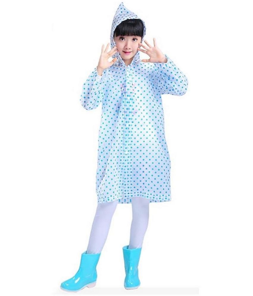     			Infispace Kid's Rainy Days in Style and Comfort with Blue Colour Polka Dot Printed Raincoat(Pack of 1)