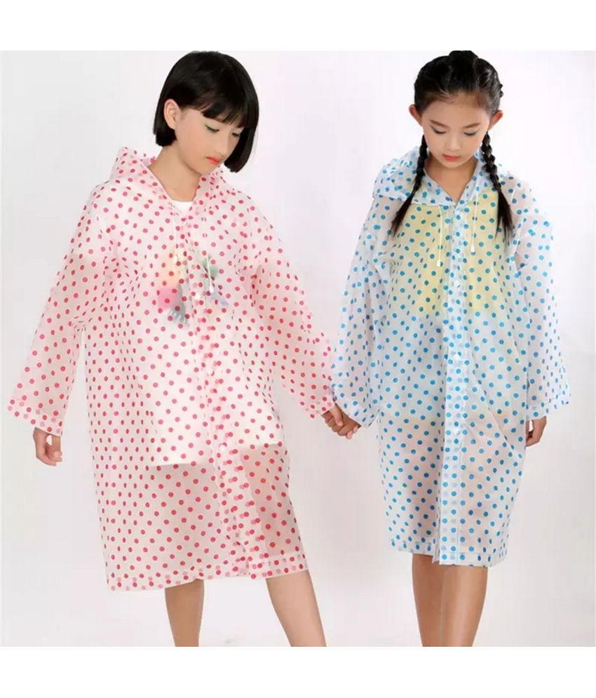     			Infispace Kid's Rainy Days in Style and Comfort with Red-Blue Colour Polka Dot Printed Raincoat(Pack of 2)