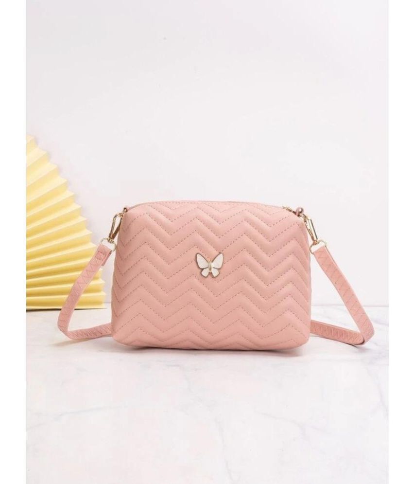     			LIKE STYLE Pink PU Sling Bag