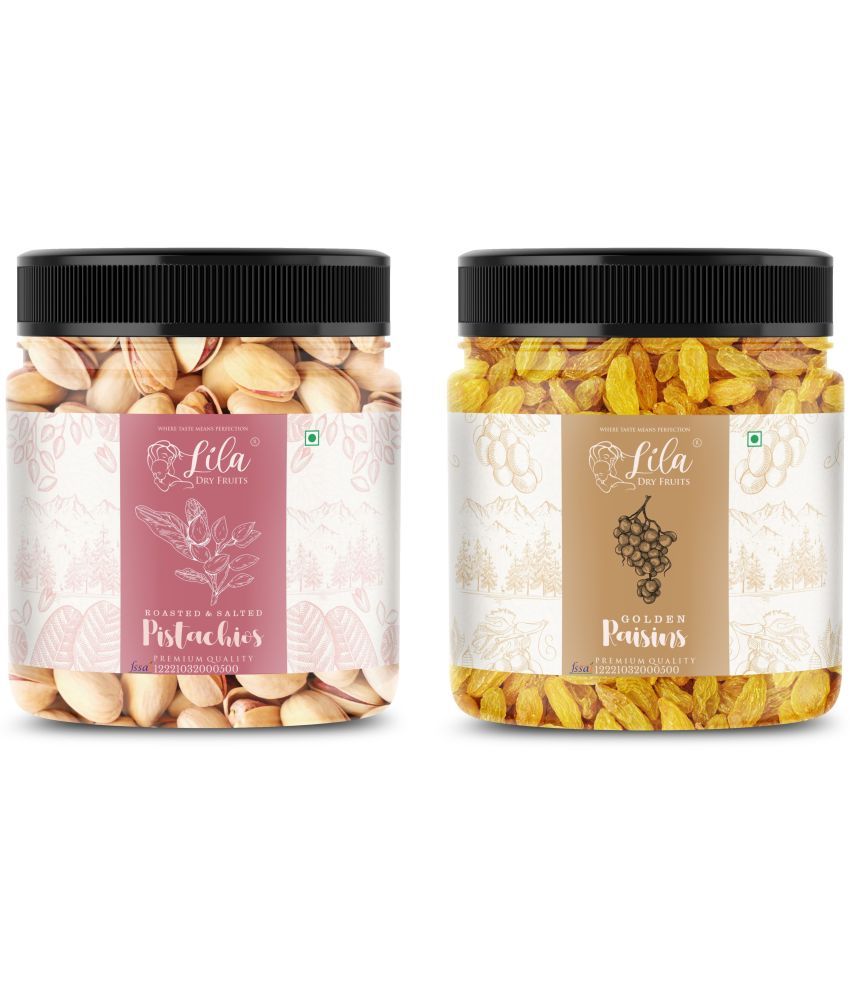     			Lila Dry Fruits Green Raisin (250gm) & Pistachios(250gm) Combo | Kishmish Pista Combo