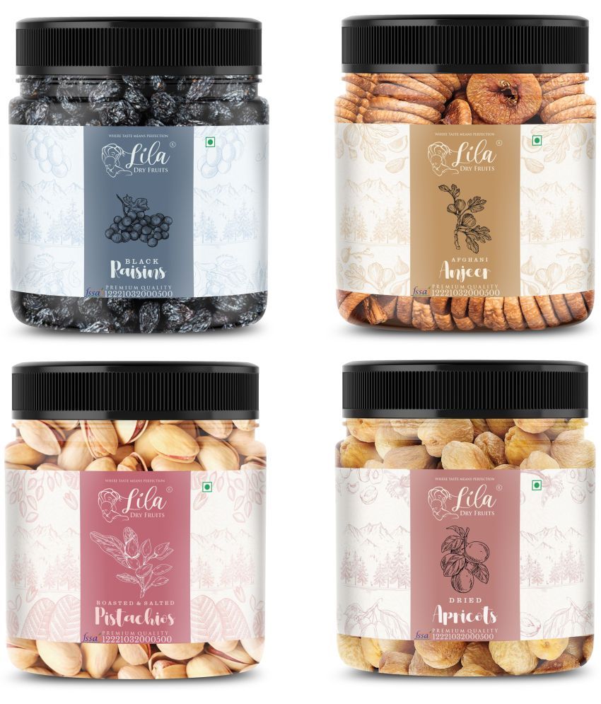     			Lila Dry Fruits Figs(250gm), Pistachios(250gm), Black Raisins(250gm) & Apricots(250 gm)