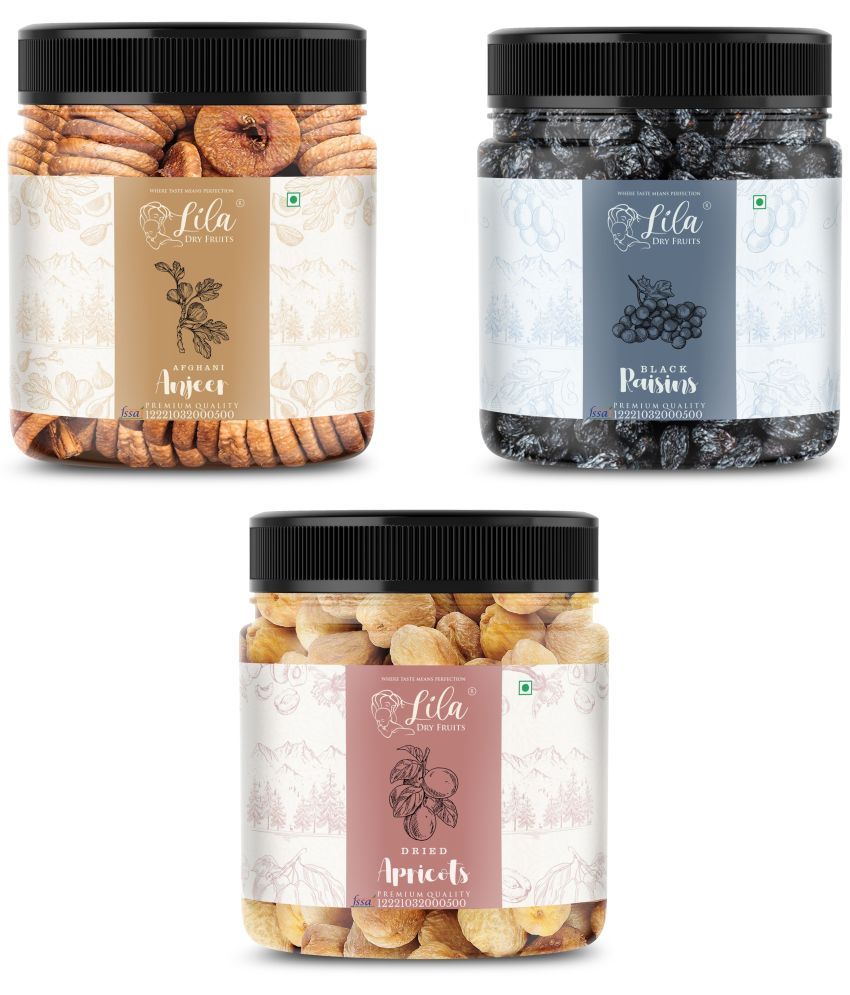     			Lila Dry Fruits Figs (100gm), Black Raisin(100gm) & Apricot(100 gm) Combo | Dry Fruits Combo