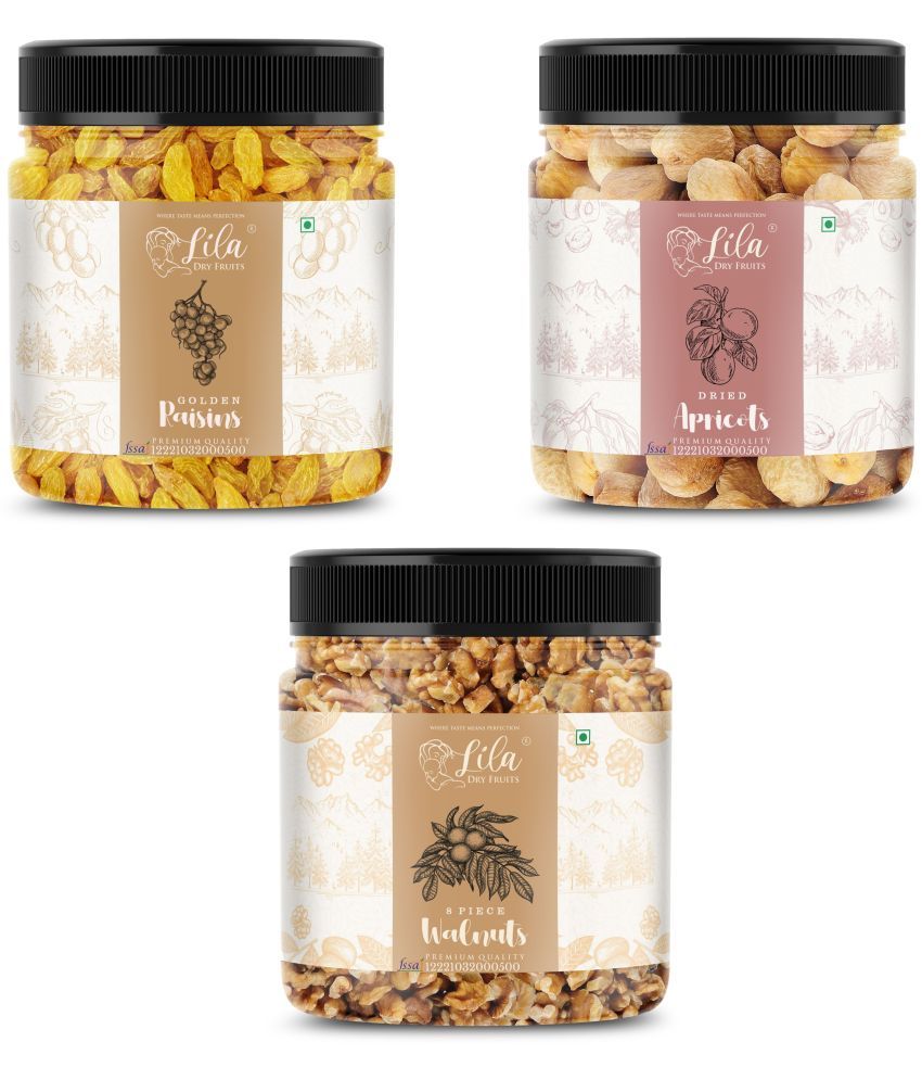     			Lila Dry Fruits Walnut (250gm), Green Raisin(250gm) & Apricot(250 gm) Combo | Dry Fruits Combo