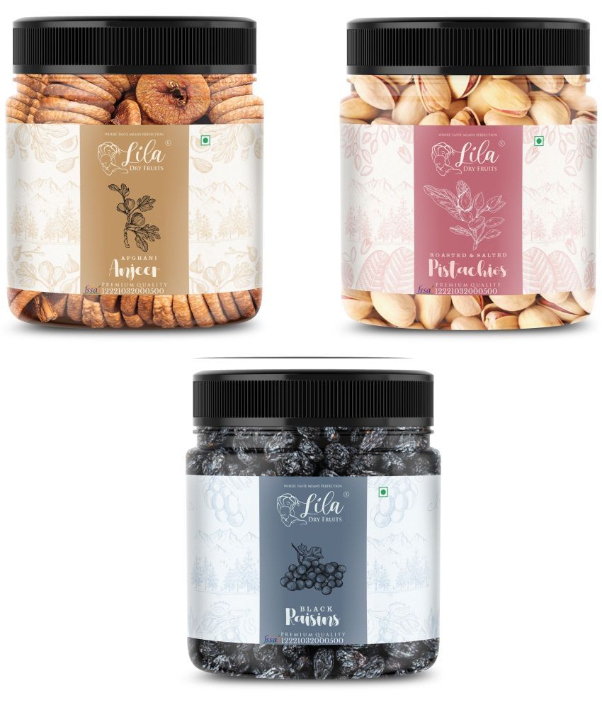     			Lila Dry Fruits Figs (100gm), Pista(100gm) & Black Raisin(100 gm) Combo | Kaju Pista Kishmish