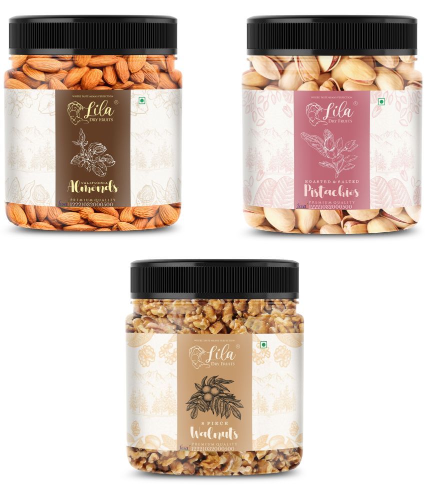     			Lila Dry Fruits Almond(100gm),Pistachios(100 gm)& Walnut(100gm) Combo | Badam Pista Akhrot Combo