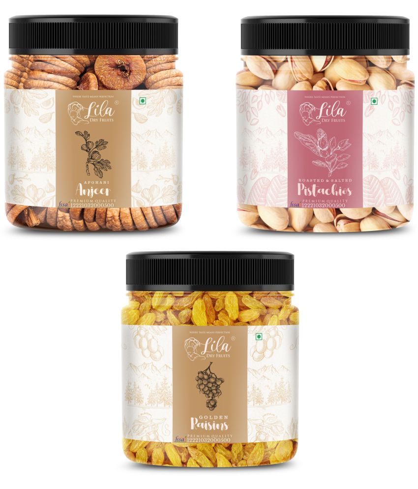     			Lila Dry Fruits Figs (500gm), Pista(500gm) & Green Raisin(500 gm) Combo | Kaju Pista Kishmish