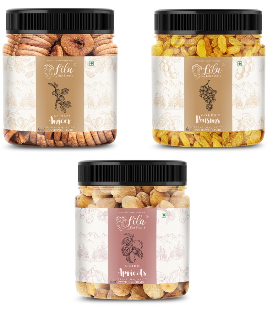     			Lila Dry Fruits Figs (250gm), Green Raisin(250 gm) & Apricot(250 gm) Combo | Dry Fruits Combo