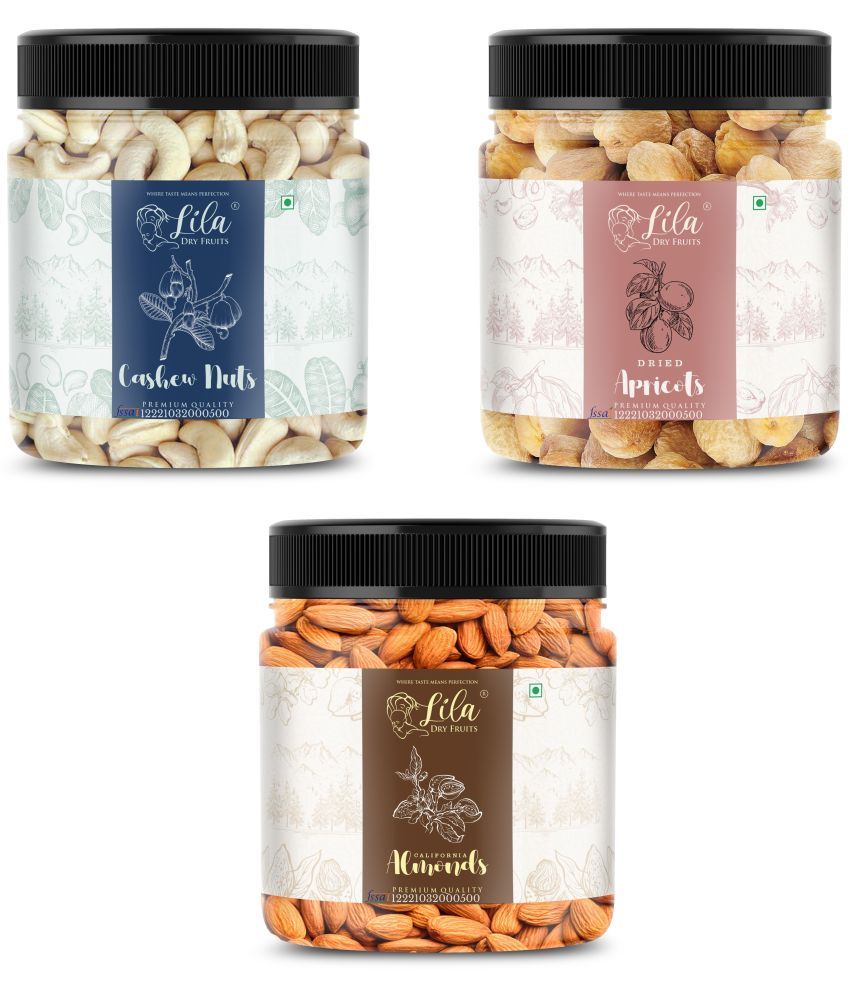     			Lila Dry Fruits Cashew (250gm), Almond(250gm) & Apricot(250gm) Combo | Kaju Badam Khubani Combo