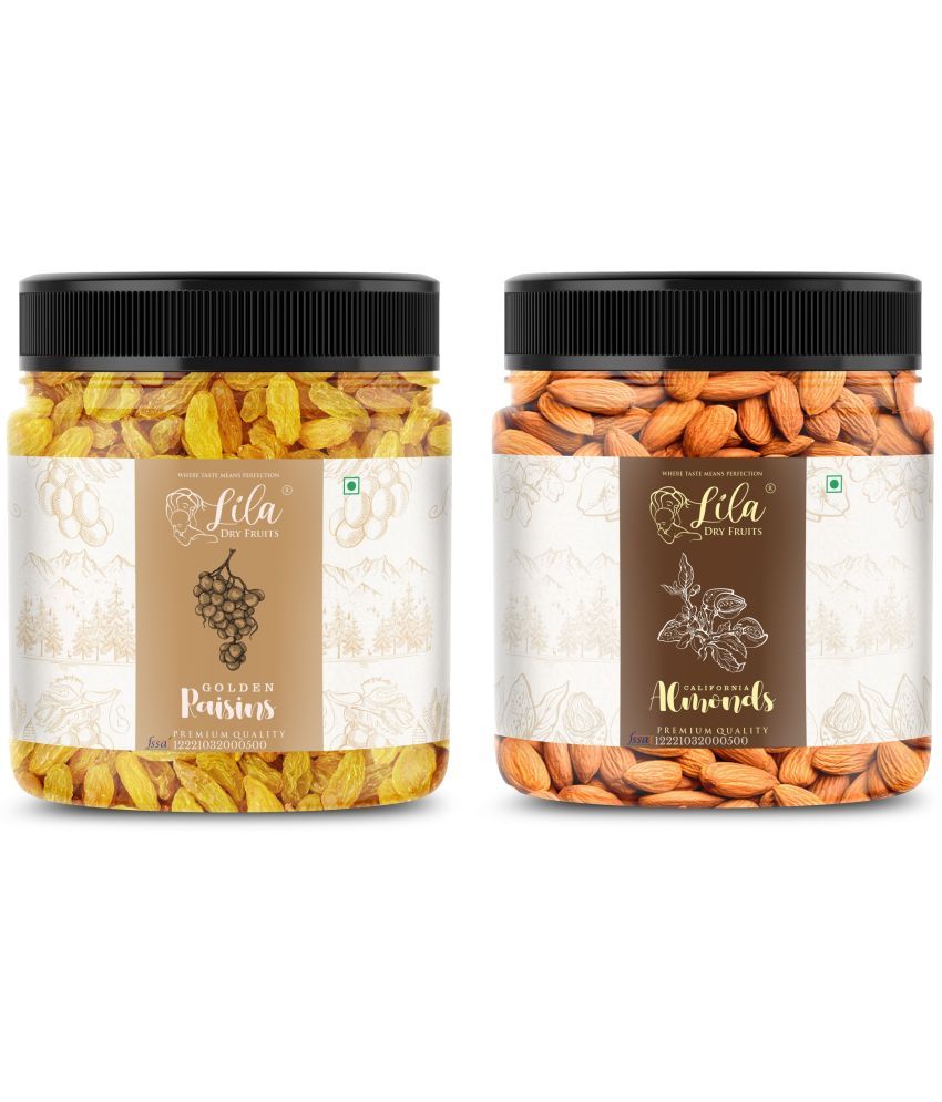     			Lila Dry Fruits Almond (250gm) & Green Raisin(250gm) Combo | Badam Kishmish Combo