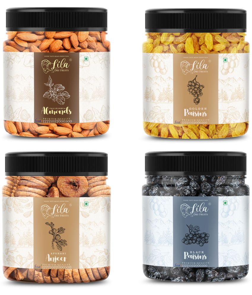     			Lila Dry Fruits Figs(250gm), Almond (250gm), Green Raisin (250gm) & Black Raisin(250 gm)