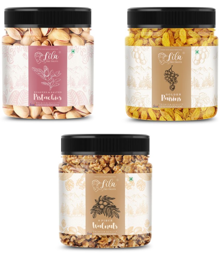     			Lila Dry Fruits Pistachios (500gm),Walnuts(500gm) & Green Raisin(500gm) Combo | Dry Fruits Combo