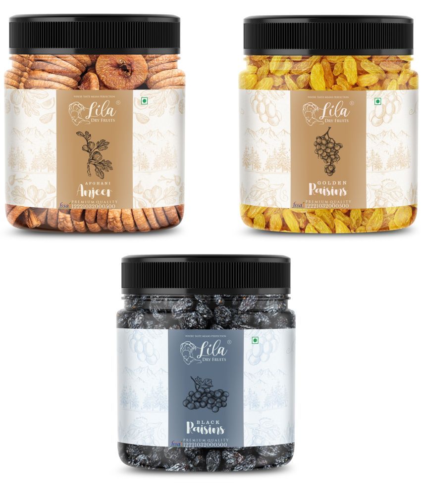     			Lila Dry Fruits Figs (250gm),Green Raisin(250 gm) & Black Raisin(250 gm) Combo | Kaju Kishmish