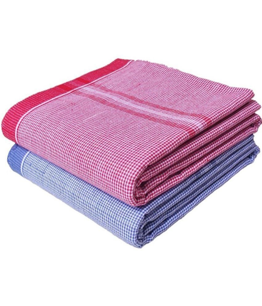     			Mk weaves Cotton Checks 350 -GSM Bath Towel ( Pack of 2 ) - Multicolor