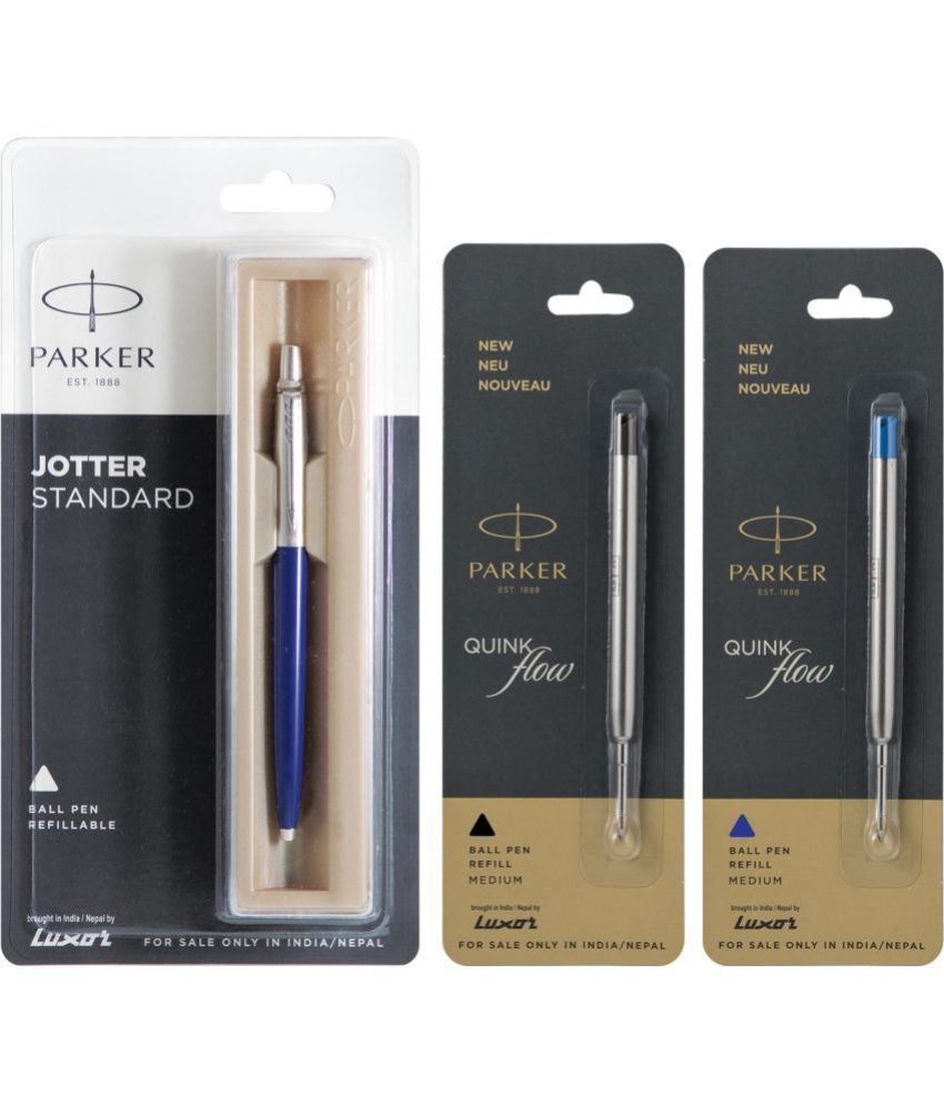     			Parker Jotter Standard Ball Pen Blue & Quink Flow Black Fine & Blue Fine