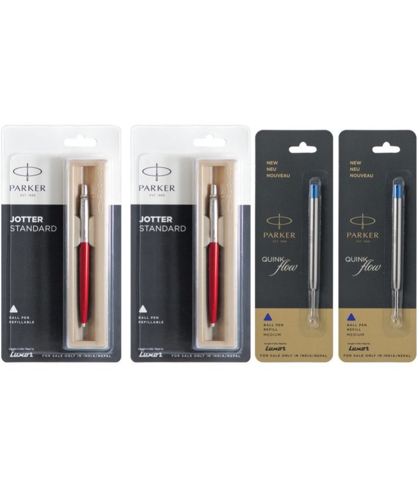     			Parker Jotter Standard Ball Pen Red 2 & Quink Flow Blue Medium 2