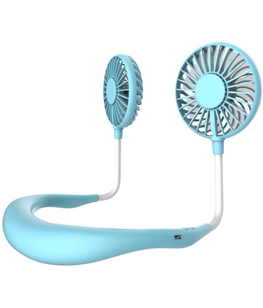     			Portable Neck Fan with 3 Speed Modes Rechargeable Battery ( Multicolor ).
