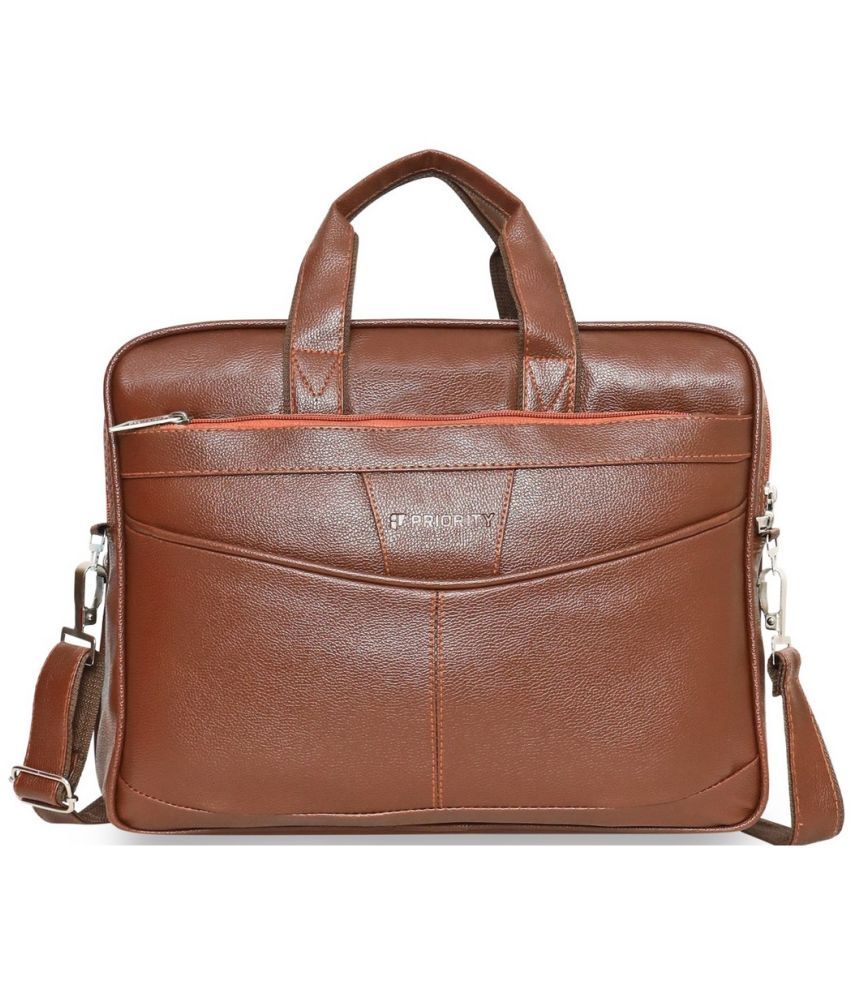     			Priority Tan Solid Messenger Bag