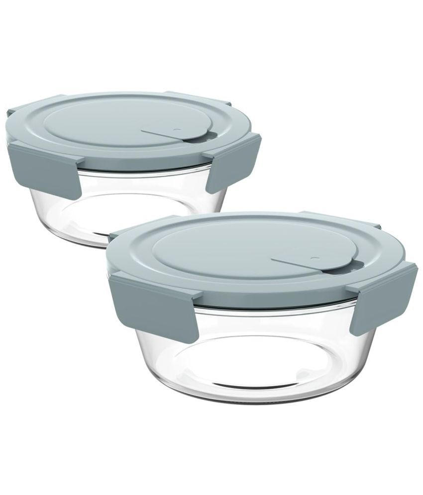     			Rioware Container 650ml*2 Glass Blue Food Container ( Set of 2 )