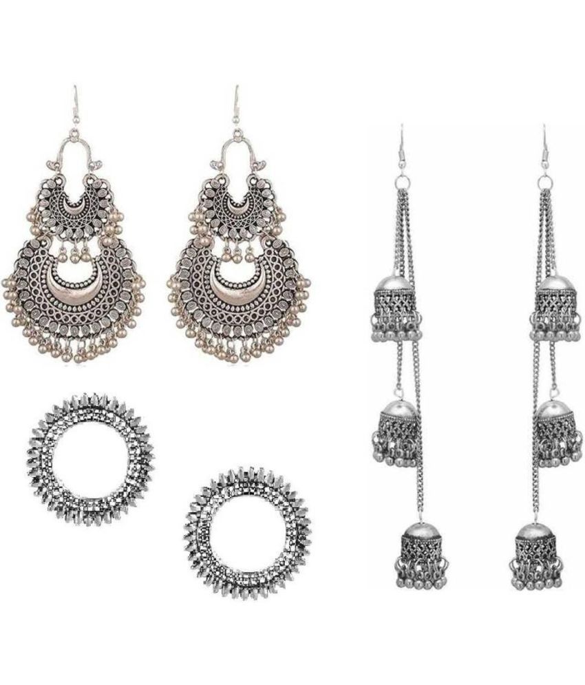     			Samridhi DC Silver Jhumki Earrings ( Pack of 3 )