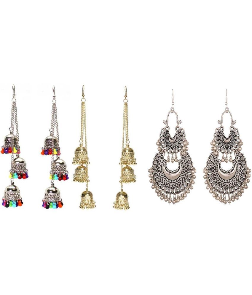     			Samridhi DC Silver Jhumki Earrings ( Pack of 3 )