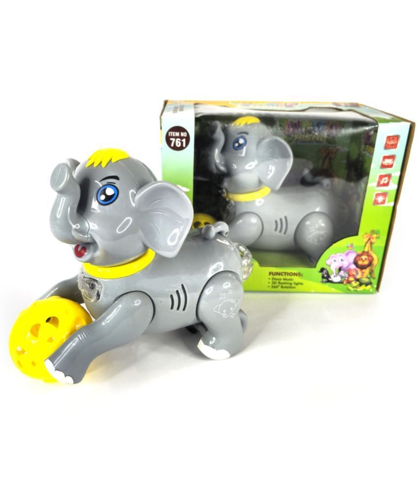     			TOY DEKHO Battery Operated Musical Elephant Toy With Light And Music, Plastic Walking Elephant For Kids Boys Girls 2+ Year Multiple Colour Options Are Available