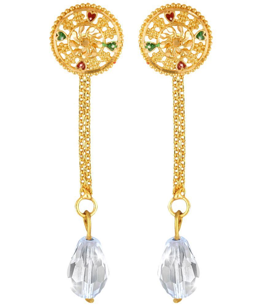     			Vighnaharta Golden Drop Earrings ( Pack of 1 )