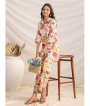 Janasya Cotton Printed Kurti With Pants Women's Stitched Salwar Suit - Off White ( Pack of 1 )