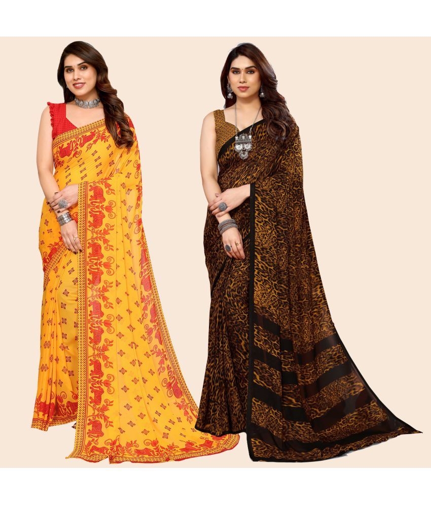     			ANAND SAREES Georgette Printed Saree With Blouse Piece - Multicolour ( Pack of 2 )