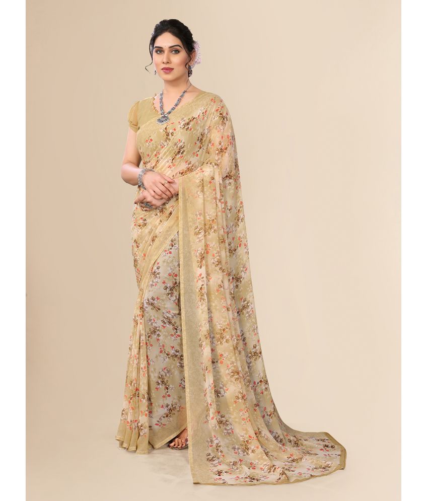     			ANAND SAREES Georgette Printed Saree With Blouse Piece - Beige ( Pack of 1 )
