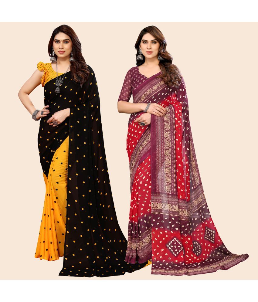     			ANAND SAREES Georgette Printed Saree With Blouse Piece - Multicolour ( Pack of 2 )