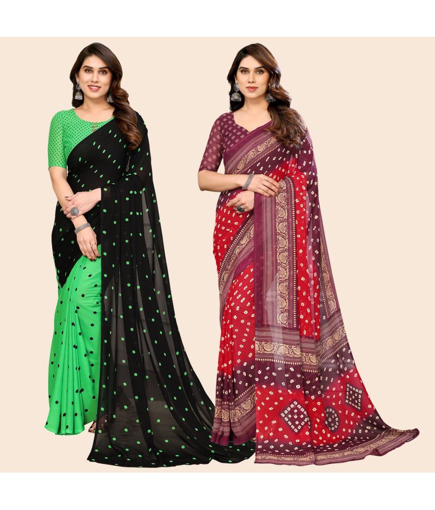     			ANAND SAREES Georgette Printed Saree With Blouse Piece - Multicolour ( Pack of 2 )