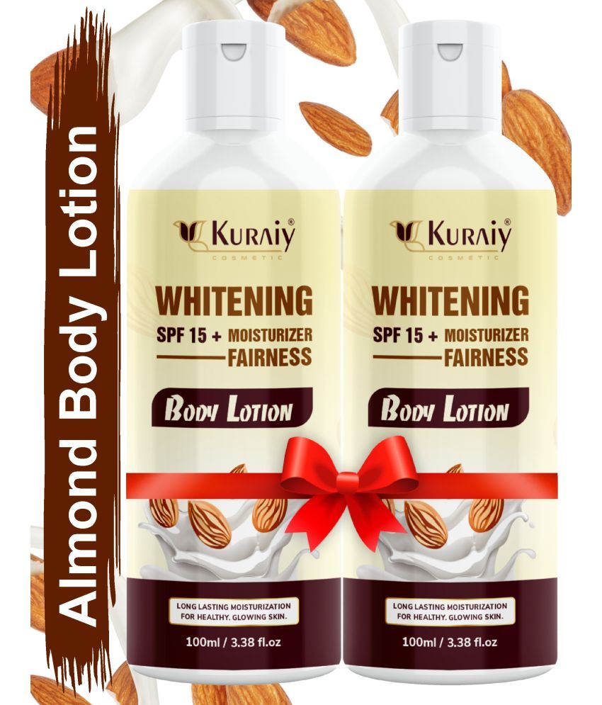     			KURAIY Almond Body Lotion for Body Almond Oil & Vitamin E For Men & Women (100 ml) Pack Of 2