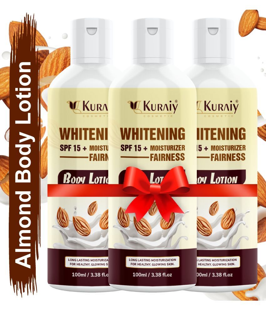     			KURAIY Almond Body Lotion for Nourishing Body Almond Oil & Vitamin E For Men & Women Pack Of 3