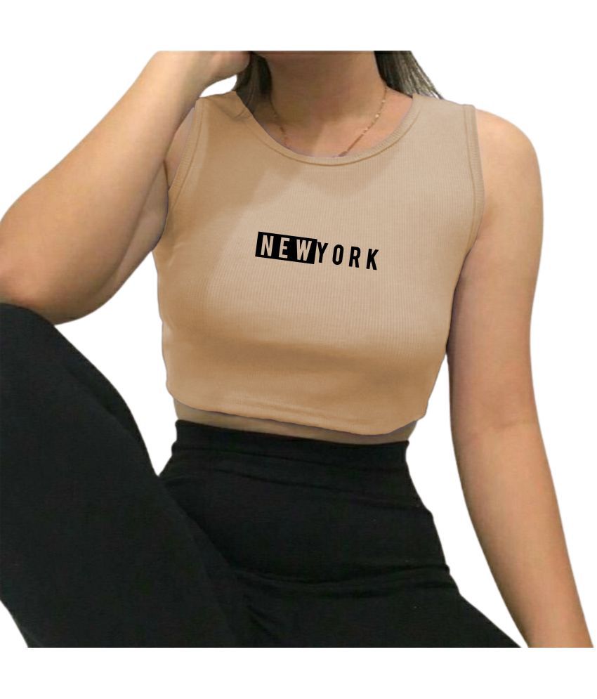     			fashion and youth Beige Cotton Blend Women's Crop Top ( Pack of 1 )