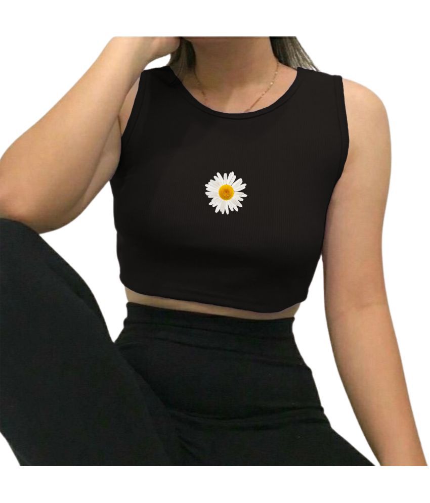     			fashion and youth Black Cotton Blend Women's Crop Top ( Pack of 1 )