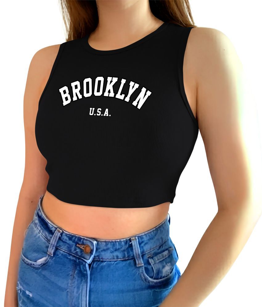     			fashion and youth Black Cotton Blend Women's Crop Top ( Pack of 1 )