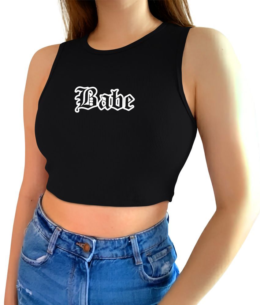     			fashion and youth Black Cotton Blend Women's Crop Top ( Pack of 1 )