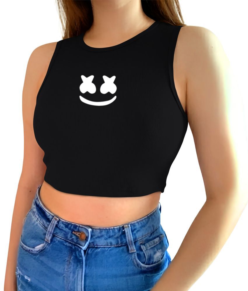     			fashion and youth Black Cotton Blend Women's Crop Top ( Pack of 1 )