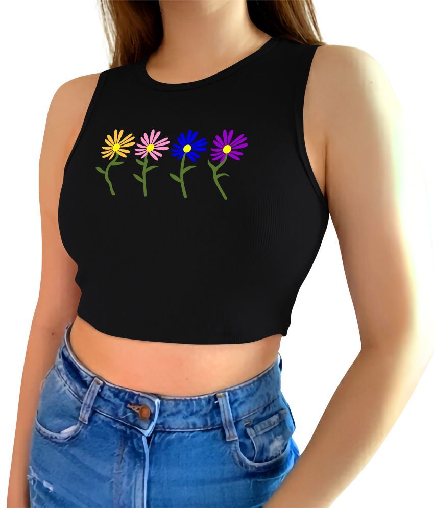     			fashion and youth Black Cotton Blend Women's Crop Top ( Pack of 1 )