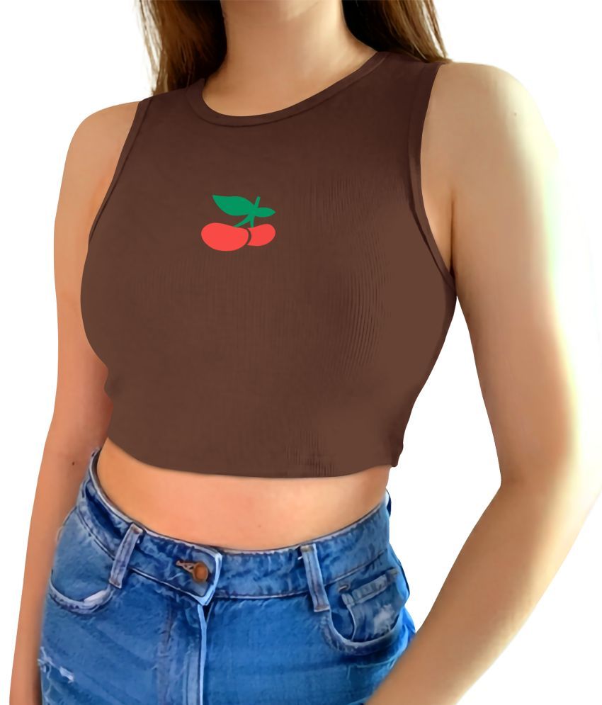     			fashion and youth Brown Cotton Blend Women's Crop Top ( Pack of 1 )